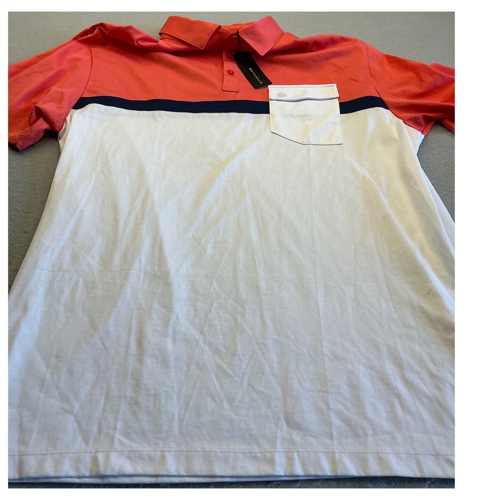 Devereux Golf Polo Colorblock Pima Cotton Blend XXL‎ Calypso Coral Navy NWT